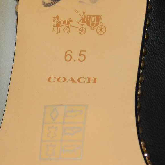 Coach Wynie Black Leather Drawstring Ankle Gold Bead Studded Trim Bootie - Picture 11 of 11